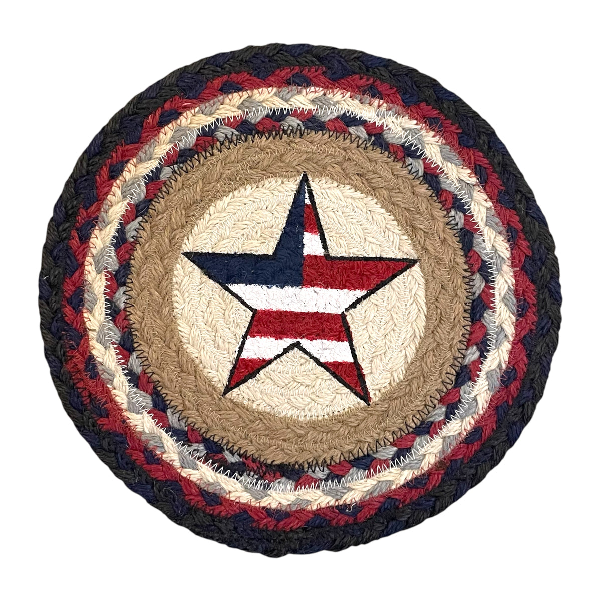 Hand Stenciled Jute Large Mat 10 Inch
