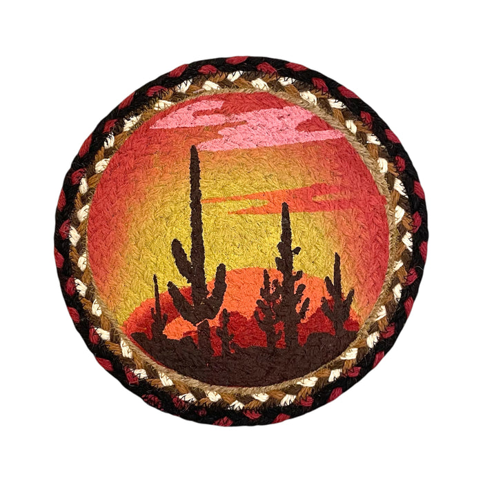 Hand Stenciled Jute Large Mat 10 Inch