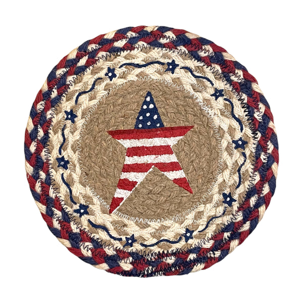 Hand Stenciled Jute Large Mat 10 Inch