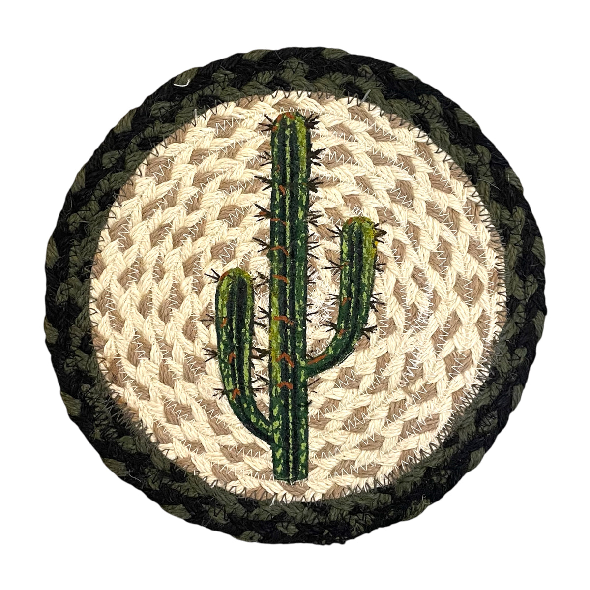 Hand Stenciled Jute Large Mat 10 Inch