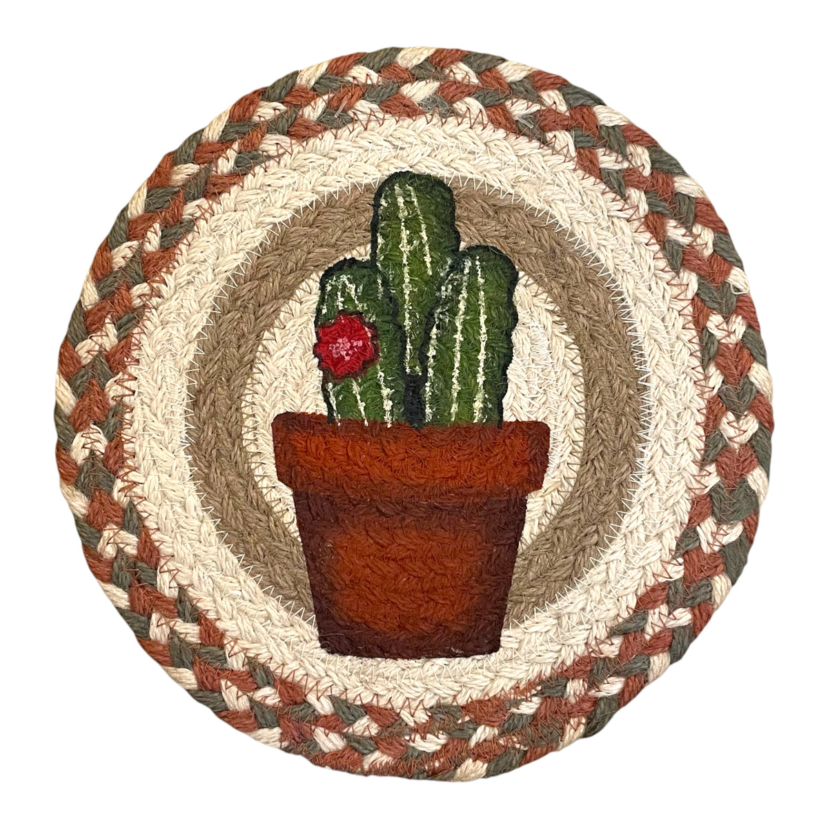 Hand Stenciled Jute Large Mat 10 Inch