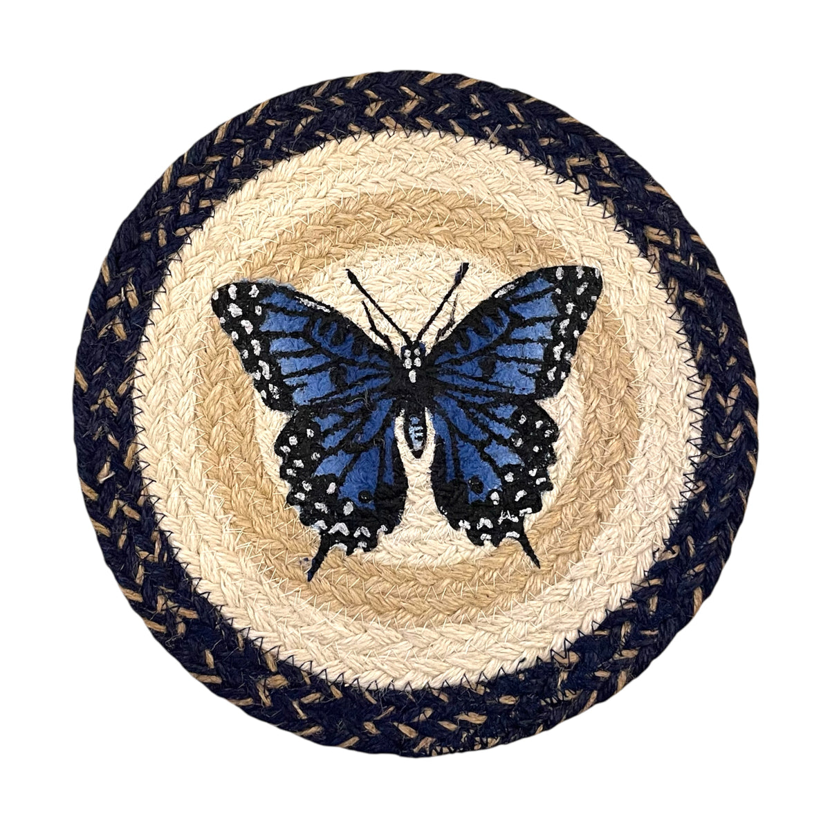 Hand Stenciled Jute Large Mat 10 Inch