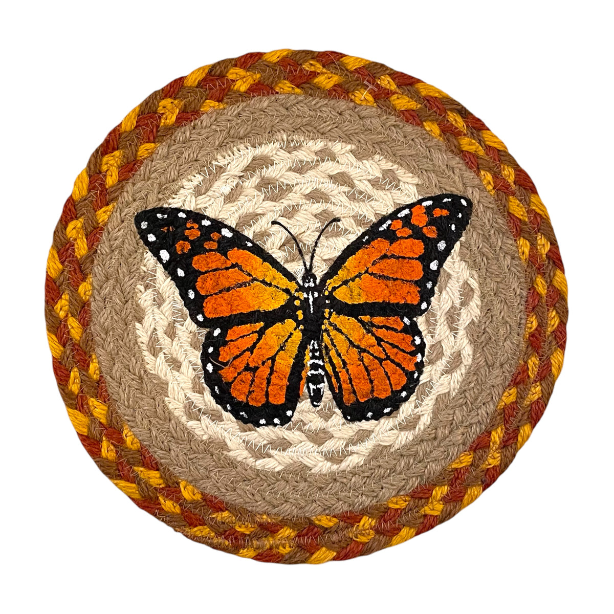 Hand Stenciled Jute Large Mat 10 Inch