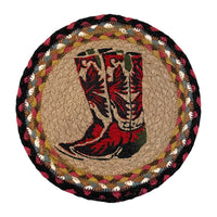 Hand Stenciled Jute Large Mat 10 Inch
