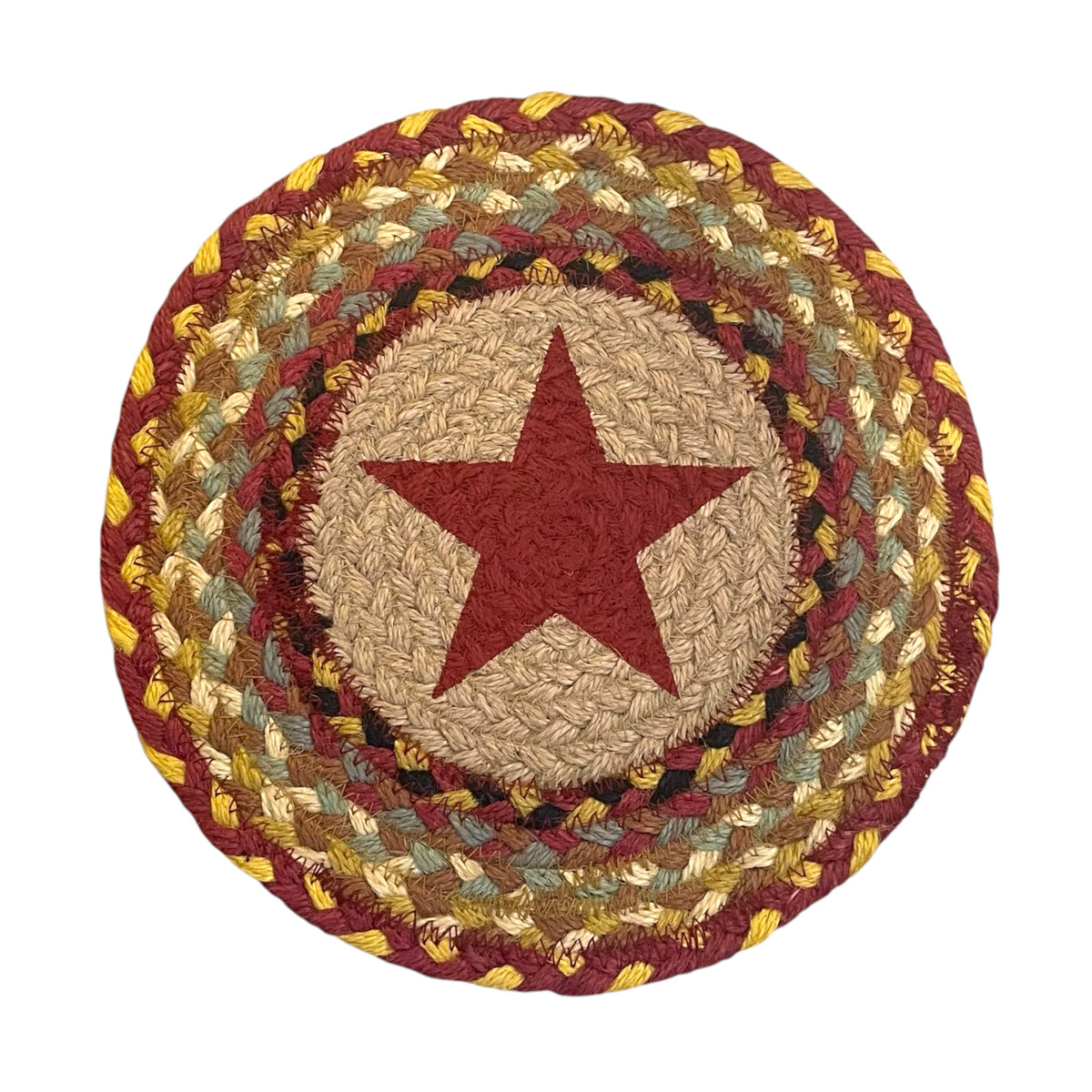 Hand Stenciled Jute Large Mat 10 Inch