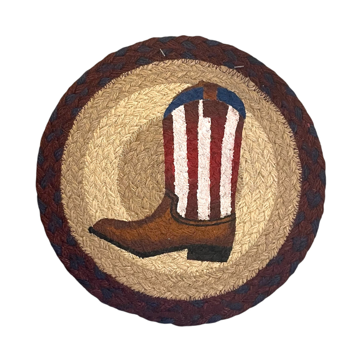 Hand Stenciled Jute Large Mat 10 Inch