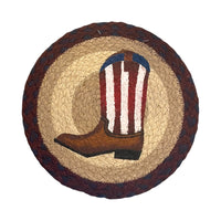 Hand Stenciled Jute Large Mat 10 Inch