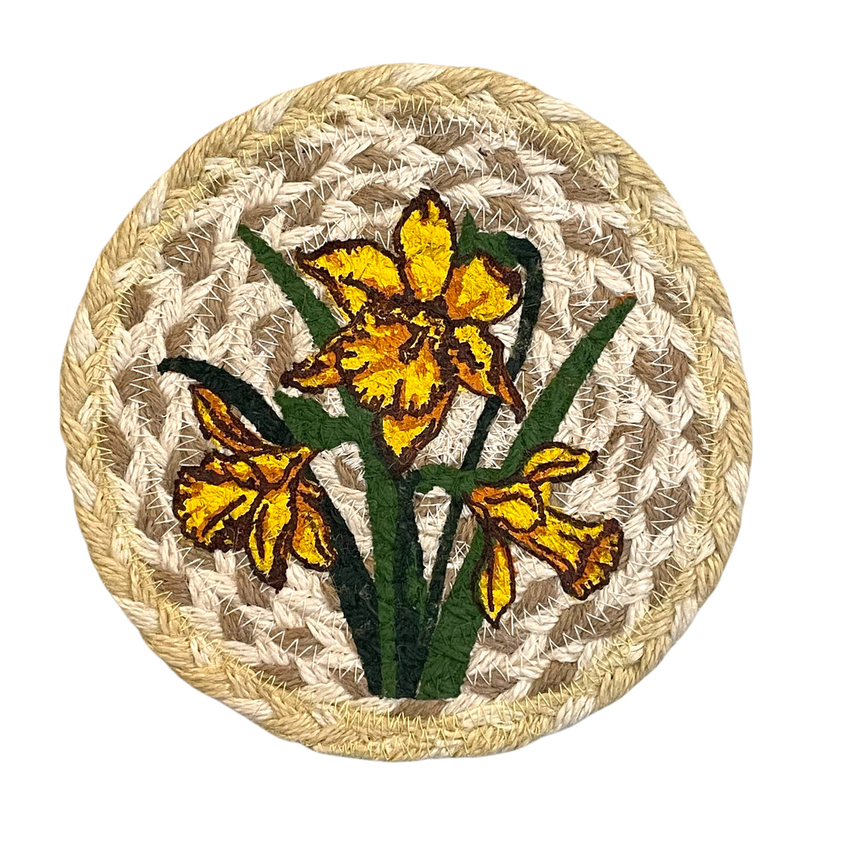 Hand Stenciled Jute Mat 7 Inch