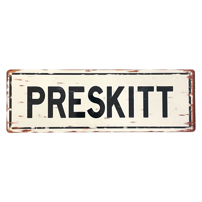 ‘Preskitt’ Large Metal Sign