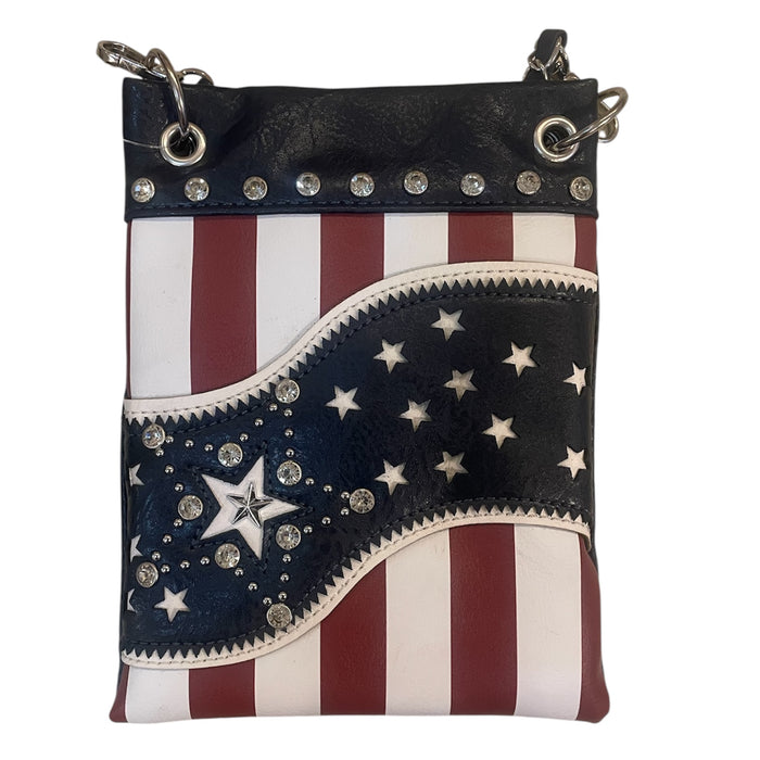 Red, White & Blue Gemstone Crossbody Bag