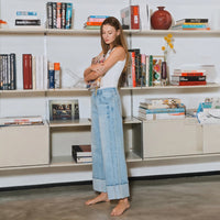 Vervet Super High Rise Cuffed Baggy Wide Streamline Jeans