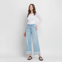 Vervet Super High Rise Cuffed Baggy Wide Streamline Jeans