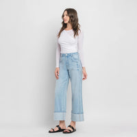 Vervet Super High Rise Cuffed Baggy Wide Streamline Jeans