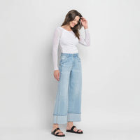 Vervet Super High Rise Cuffed Baggy Wide Streamline Jeans