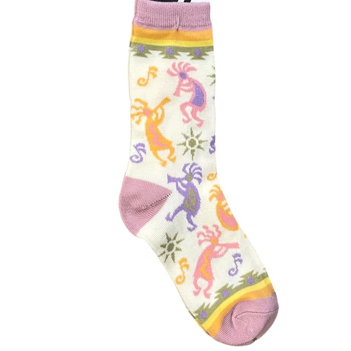 Adult Spring Colored Kokopelli Socks