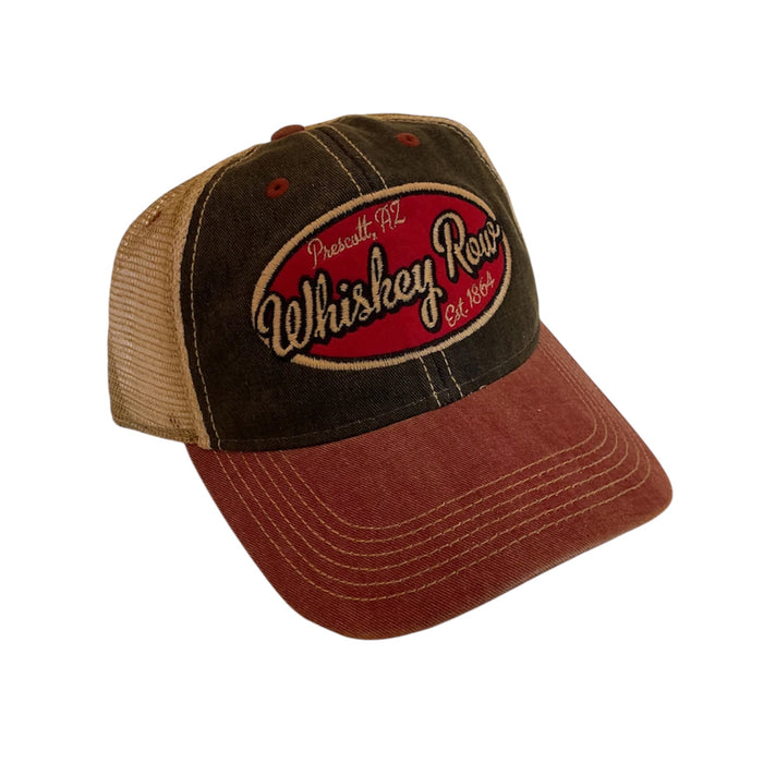 Black/Red Trucker Baseball Cap Ovalloid Whiskey Row EST. 1864