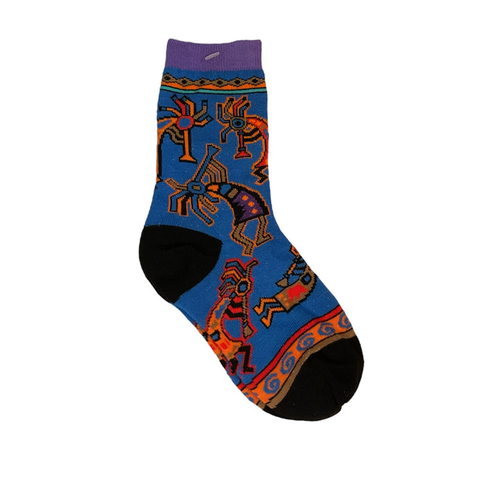 Youth Blue Multicolor Kokopelli Socks