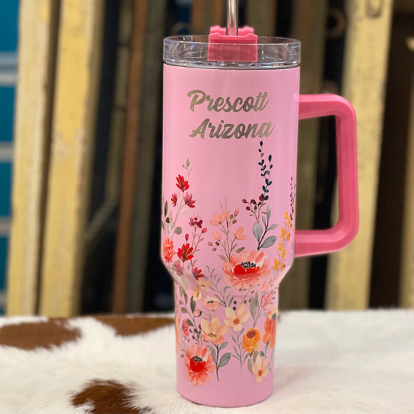 Stainless Steel Floral Tumbler 40oz.