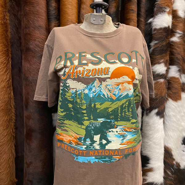 Unisex Coffee Colored Prescott Mountains W/ Black Bear