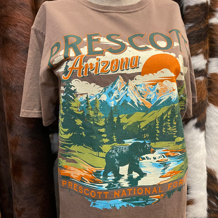 Unisex Coffee Colored Prescott Mountains W/ Black Bear