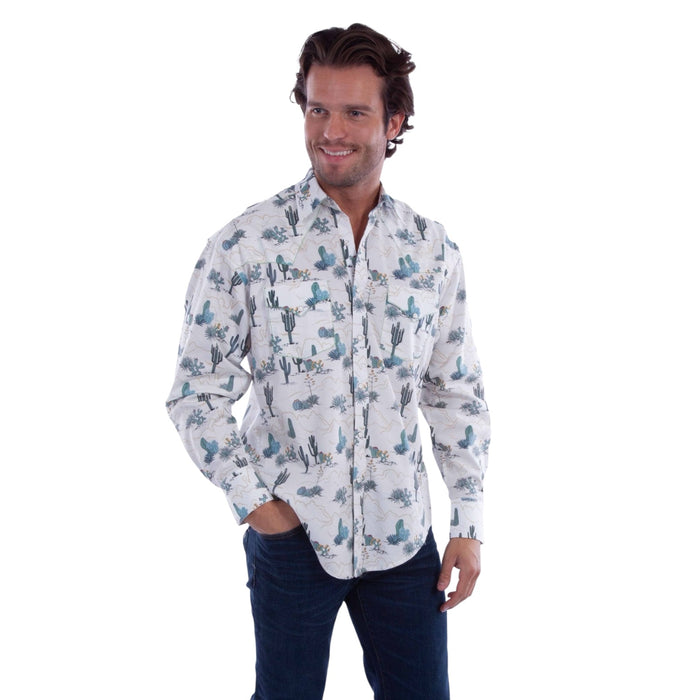 Men’s Cactus Print Snap Shirt