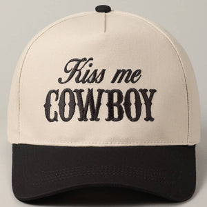 Kiss Me Cowboy Embroidery Cap