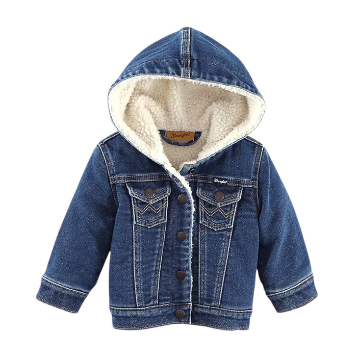 Wrangler Little Girl’s Sherpa Lined Hooded Denim Jacket