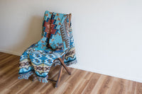 Painted Hills - Sky - Southwest Native American Inspired Tribal Camp - Cotton Woven Blanket Throw - Made In The USA (72x54)