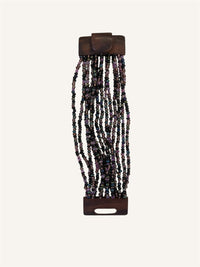 Adjustable Beaded Buckle Bracelet Black Purple Multi