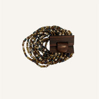 Adjustable Beaded Bracelet Bronze Iridescent Multi