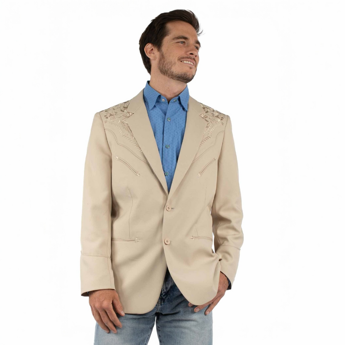 Scully Men’s Sand Floral Embroidered Blazer
