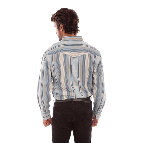 Scully Blue Striped Jacquard Signature Snap Shirt