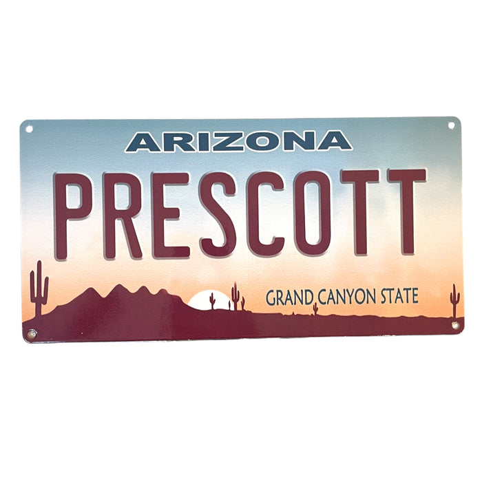 ‘Prescott’ Sunset License Plate Style Sign