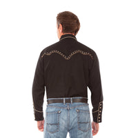 Scully Diamond Yoke Metal Collar Tip Snap Shirt