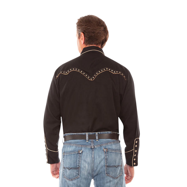 Scully Diamond Yoke Metal Collar Tip Snap Shirt