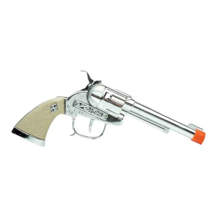 Cowboys Western Toy Replica White Handle Cap Gun- Shoots Roll Caps