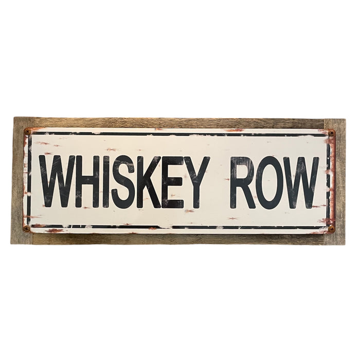 ‘Whiskey Row’ Large Wood Framed Metal Sign
