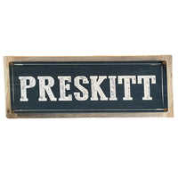 ‘Preskitt’ Large Wood Framed Metal Sign