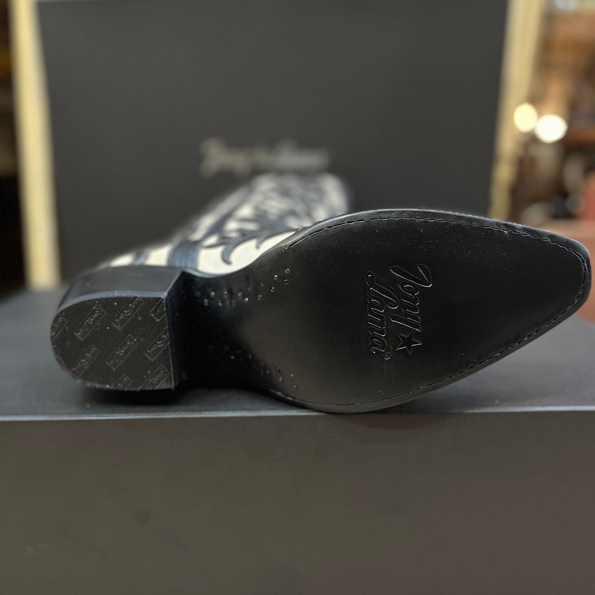 Tony Lama Camila Black and White Cowhide 15” Boot