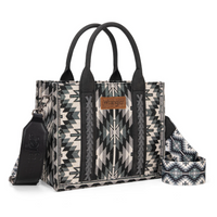 Wrangler Southwestern Print Small Canvas Tote/Crossbody - Gray