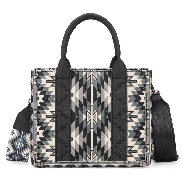 Wrangler Southwestern Print Small Canvas Tote/Crossbody - Gray