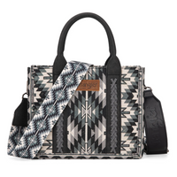 Wrangler Southwestern Print Small Canvas Tote/Crossbody - Gray