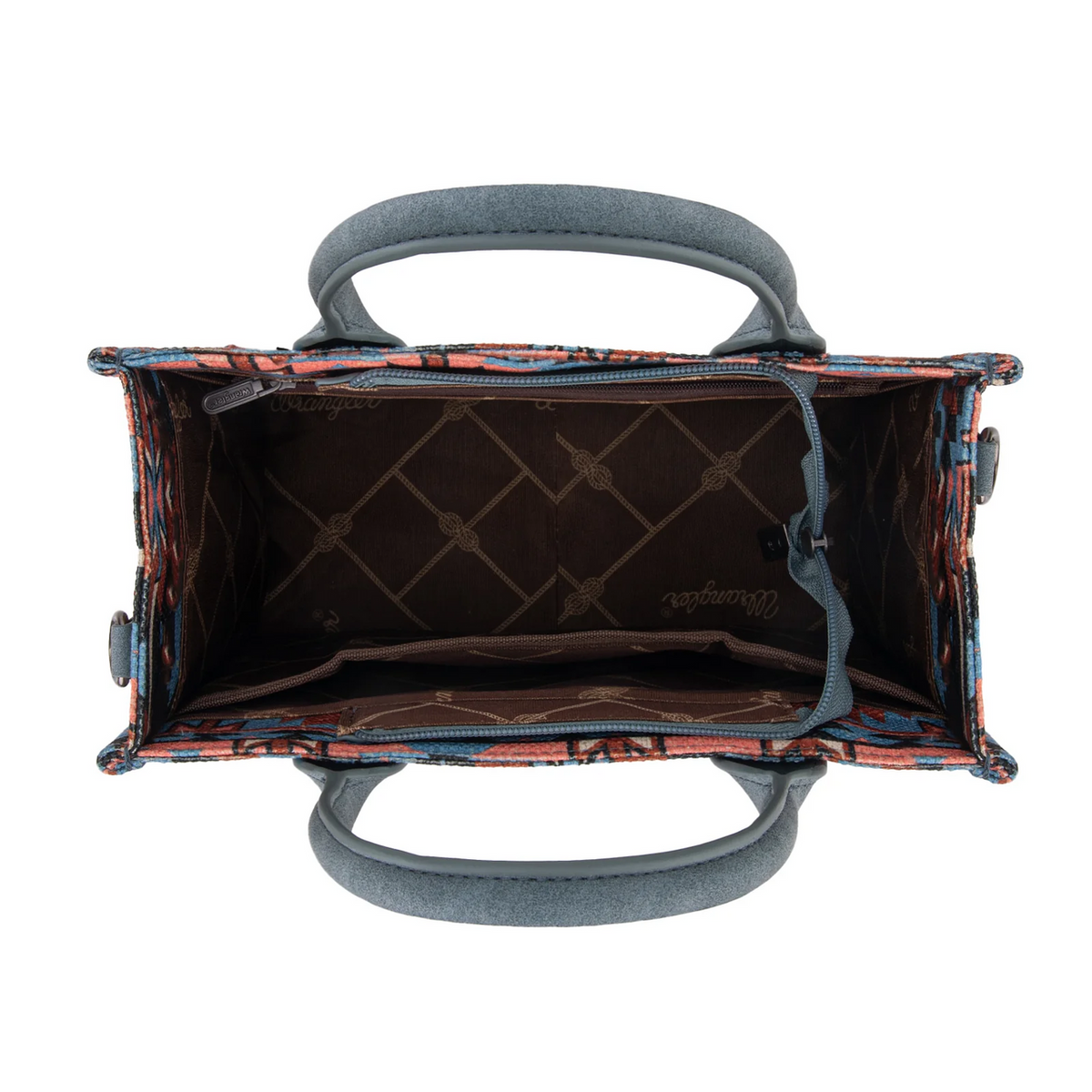 Wrangler Southwestern Print Small Canvas Tote/Crossbody - Navy