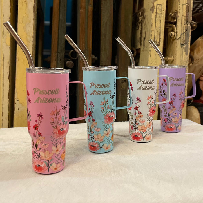 Mini Stainless Steel “Stanley” Flowered Tumbler 4.5oz.