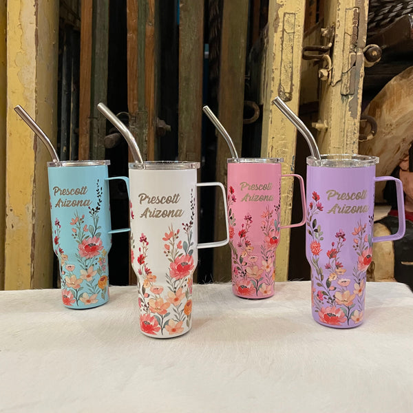 Mini Stainless Steel “Stanley” Flowered Tumbler 4.5oz.