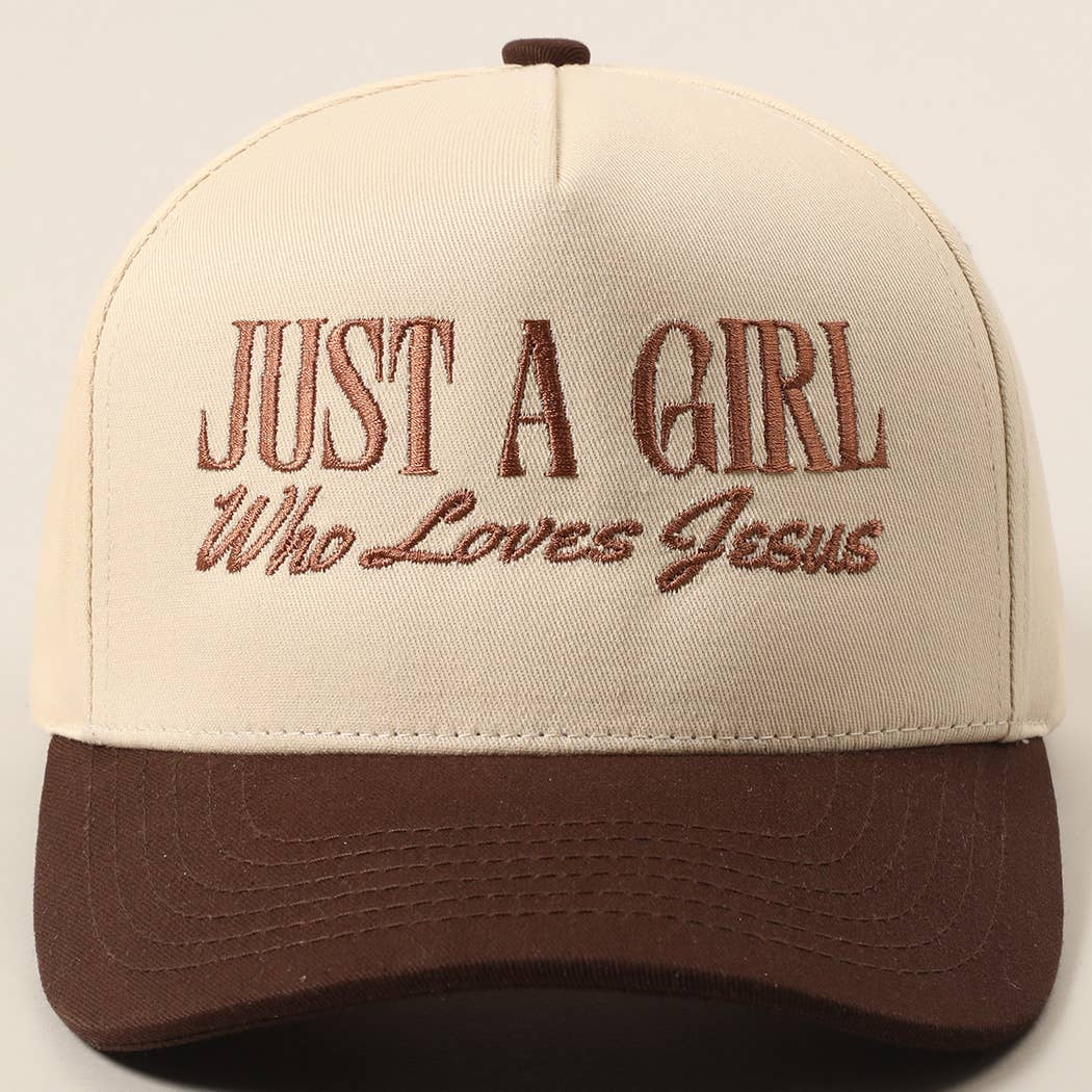 Just A Girl Who Loves Jesus Embroidery Trucker Hat: ONE SIZE