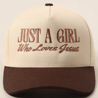 Just A Girl Who Loves Jesus Embroidery Trucker Hat: ONE SIZE