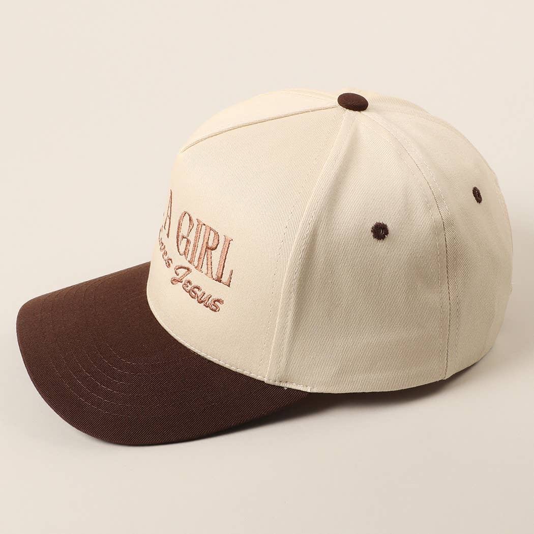 Just A Girl Who Loves Jesus Embroidery Trucker Hat: ONE SIZE