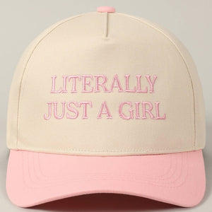 Literally Just A Girl Embroidery Two Tone Trucker Hat: ONE SIZE