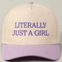 Literally Just A Girl Embroidery Two Tone Trucker Hat: ONE SIZE